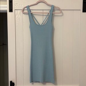 Zara Sky Blue Ribbed Mini Dress